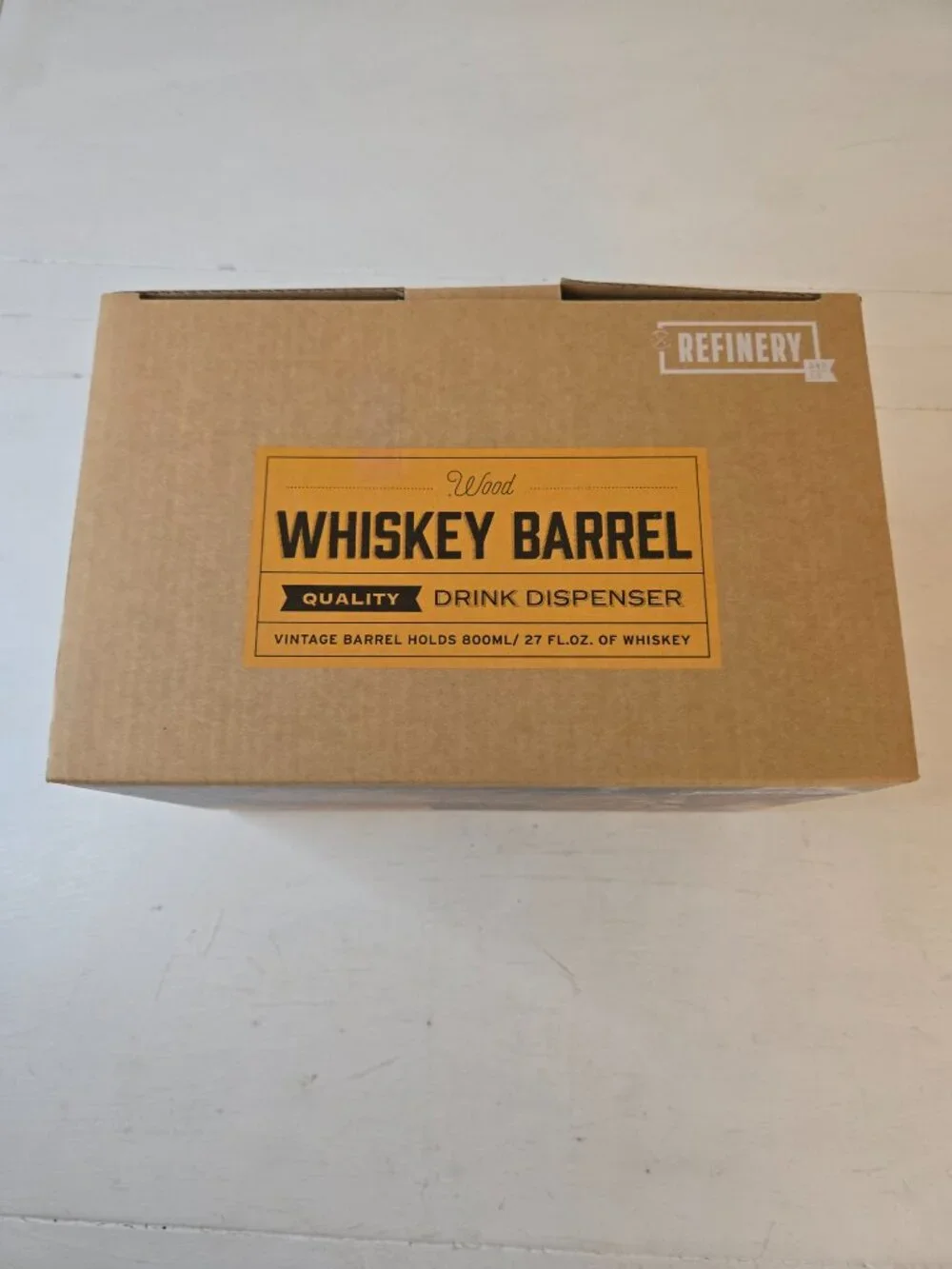 Refinery Wood Whiskey Barrel Serving Drink Dispenser New In Box